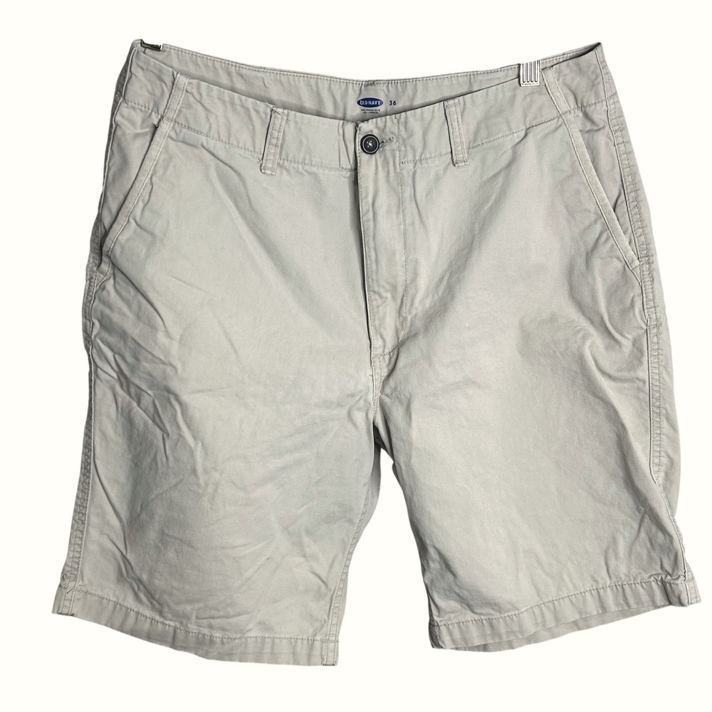 Old Navy Mens Sz 36 Khaki Chino Shorts Stone Tan Casual Summer Twill